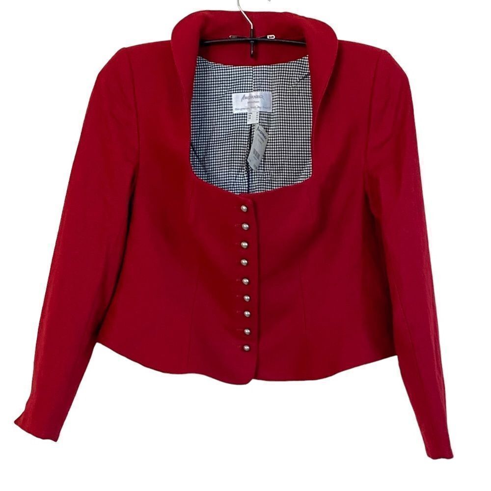 Angermaier Munchen Red Wine Oktoberfest Drindl Wool Jacket Sz EU 44 or US 14 NWT